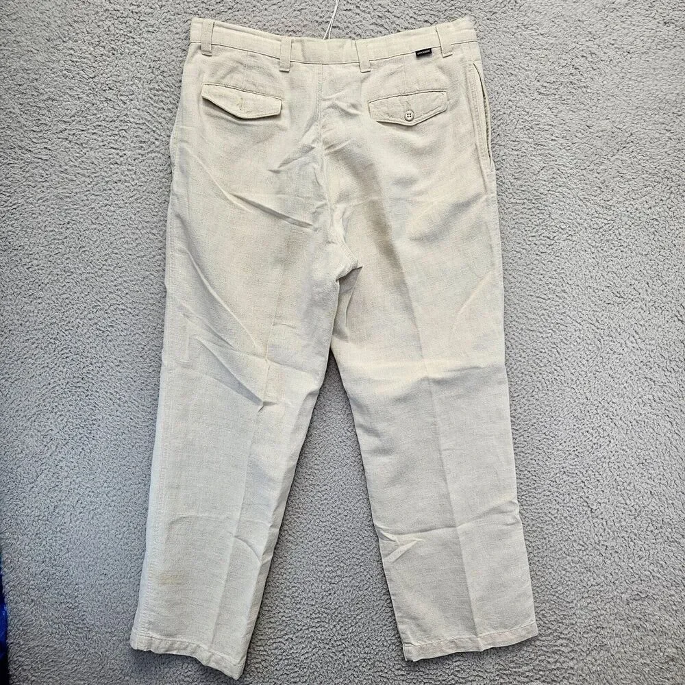 Dockers‎ Khakis Pants Mens 36x32 Beige Stonewashed Linen Relaxed Fit Flat Front